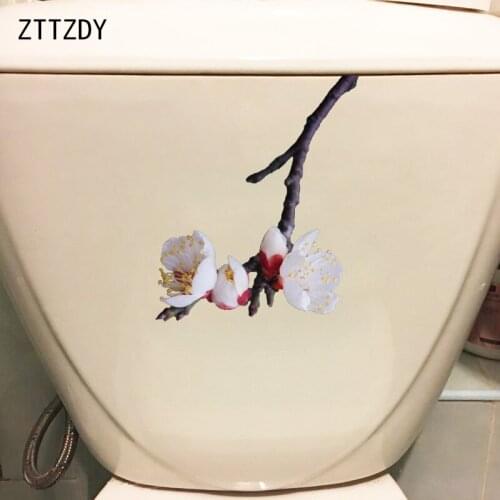 ZTTZDY 22.2*19CM Small White Flower Squid Personality Toilet Sticker Home Room Wall Decor T2-0631