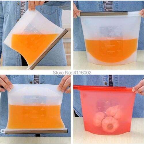 200pcs 1000ml Reusable Silicone Bags Vacuum Food Fresh Bags Wraps Fridge Food Storage Container Refrigerator Bag