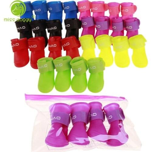 4Pcs/Lot S-XXL Summer Pet Dog Shoes Waterproof Rain Pet Shoes for Dog Puppy Rubber Boots Portable Durable Puppy Shoes Pet Produc