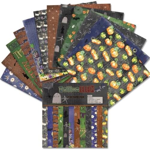 6"X6" 12 Sheets Vintage Halloween Handmade Scrapbook Paper Background Paper DIY Card Making Home Deco Arts Crafts