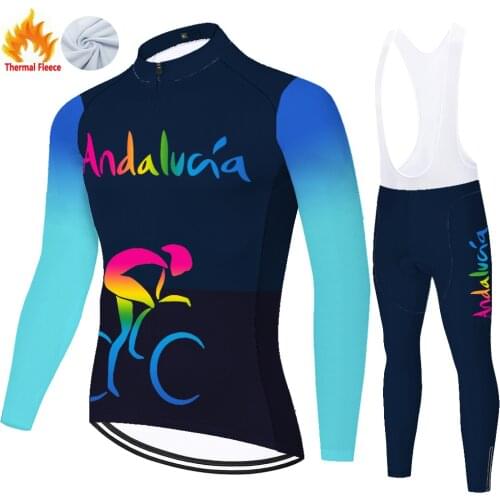 Andalucia Winter Thermal Fleece Cycling Clothing Invierno Cyclisme Homme Mallots Maillot Ropa Hombre Ciclismo Jersey Ciclismo