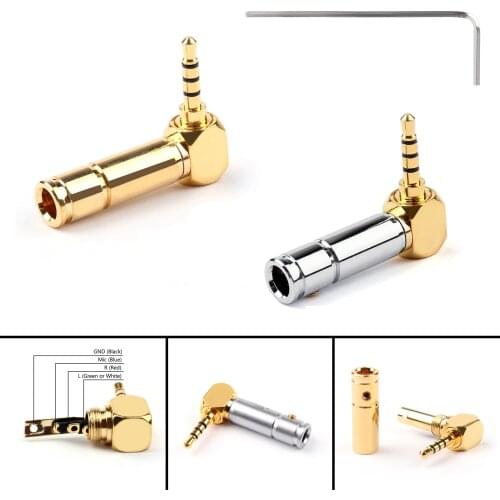 Areyourshop 2.5mm 4 Pole TRRS Mini Audio Male Plug Right Angle 90 Degree Connector YD Silver 1/4PCS New Arrival Connector