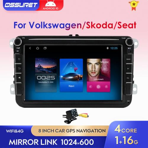 2Din Android10 Car Radio GPS Multimedia Player for VW Volkswagen Passat B7 B6 Skoda Seat Octavia Polo Tiguan Golf Stereo WIFI BT