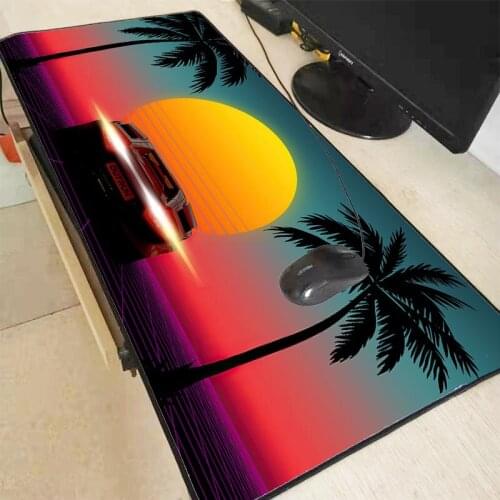 Sunset Car Palm Scenery Big Keyboard Anime Mouse Pad Large Computer Mousepad Gaming Cartoon XXL Pad To Mouse Desk Mice Mat