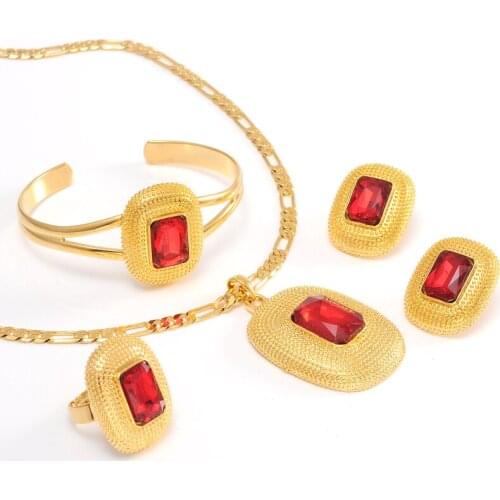 Bangrui New Africa Gold Jewelry huge stone popular sets Pendant/Earrings/Bangle Gold Color Africa classical set