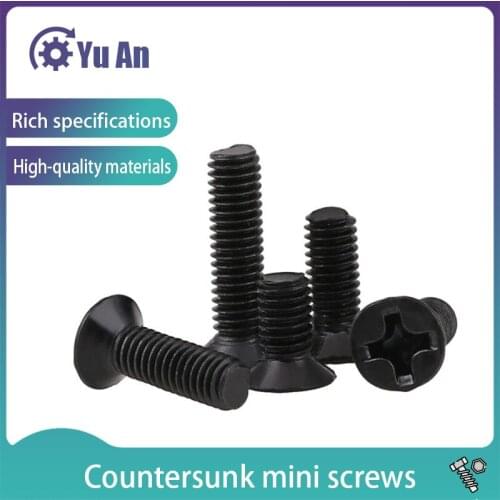 Black Cross Countersunk Head Micro Screw Bolt KM Philips Flat Head Machine Mini Screw Notebook Computer Small Screw M2 M3 200PCS