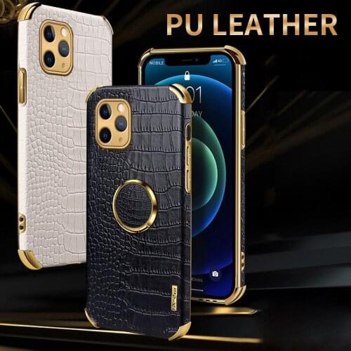 Luxury Camera Lens Protection Shockproof Plating PU Leather Phone Case For iPhone 11 Pro Max 7 8 Plus Back Cover Fundas Coque