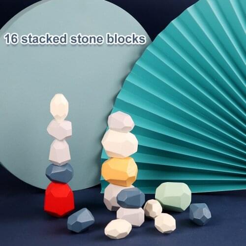 Childrens Wooden Colored Stacked Stone Jenga Building Blocks Stacking Game Rainbow Wooden Toy Gift Creative Educational Toy