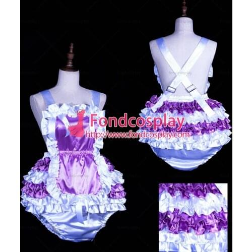 Adult baby lilac satin Romper Unisex tailor-made[G3848]