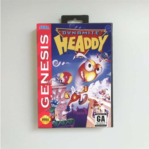 Dynamite Headdy - USA Cover With Retail Box 16 Bit MD Game Card for Sega Megadrive Genesis Video Game Console
