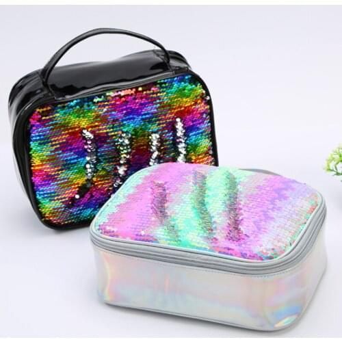Reversible Sequin Lunch Bag Insulated Cool Carry Storage Food Picnic Case Kids Lunch Box Office School Lunchbox