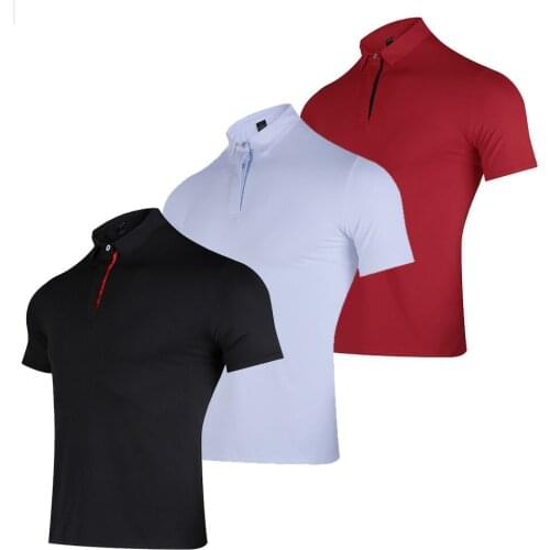 Running Short-Sleeved Lapel T-shirt Mens Perspiration Fitness T-Shirt Fashion T-shirt Tops Summer Tracksuit Workout Clothes
