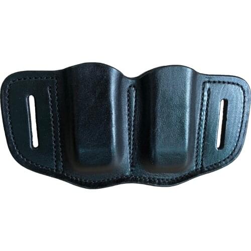 Gunflower Tactical OWB Open Top Magazine Pouch Leather Pistol Double Stack 9mm Concealed Carry Mag Holder
