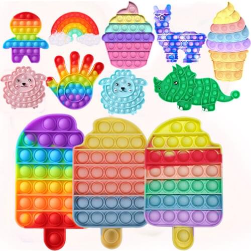 Ice Cream Antistress Fidget Toy Push Bubble Toys Rainbow Adult Kids Stress Reliever Toy Autism Needs Toys for Children Gifts