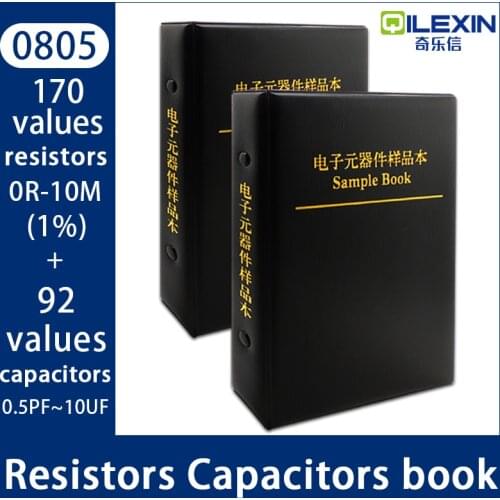 0805 SMD (0Ω-10MΩ) 170 Value Chip Resistor 1%+ (0.5pf-10uf) 92 Value SMT Capacitor Assortment Kit Pack Sample Book Mixed book