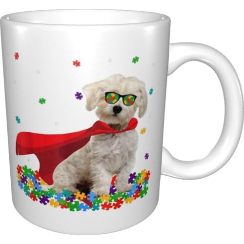 Cool Maltese Autism Awareness Graphic Dog Lover Mug Coffee Cup Coffee Mug Glass Latte Mug Viking Cup Horn