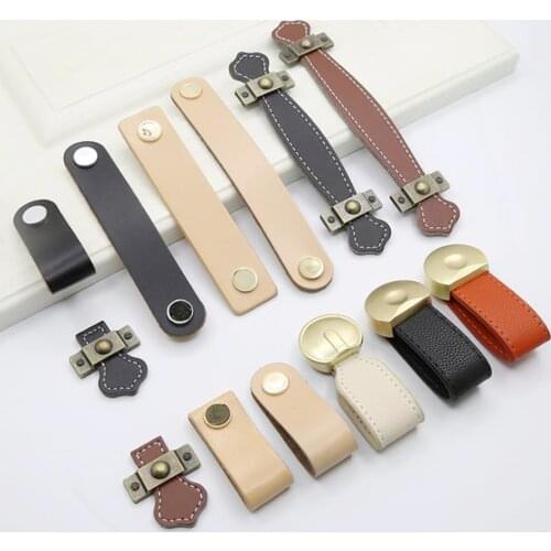 LCH Simple Zinc Alloy Synthetic Leather Cabinet Pull Cabinet Handle Furniture Brass Knob Modern Cabinet Hardware