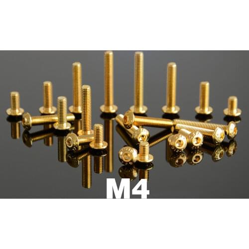 M4x6-35 Golden 12.9 Grade Alloy Steel Hex Allen Socket Button Head Screw DIN7991 For DIY Car Model