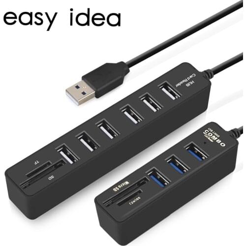 Mini USB Hub 3.0 Multi USB 3.0 Hub USB Splitter 3 Port Hub With TF SD Card Reader 6 Port 2.0 Hab Adapter For PC Accessories