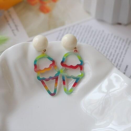 ZiccoWong Fashion Handmade Colorful Icecream Drop Dangle Earring For Women Girl Acrylic Geometric Long Dangle Earring Jewelry
