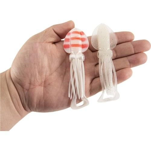 Squid Soft Plastic Fishing Lure UV Glow Soft Lure Lead Insert Squid Soft Lure Squid Baits Useful Fishing Accessories