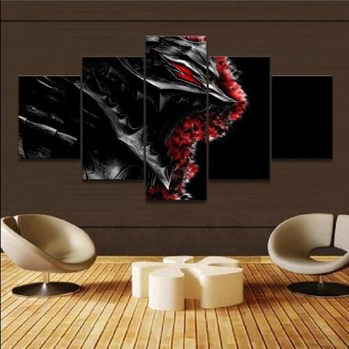 5 Piece Wall Art Canvas Anime Demon Posters Pictures Manga Character Prints Modern Home Room Decor Living Room Decoration
