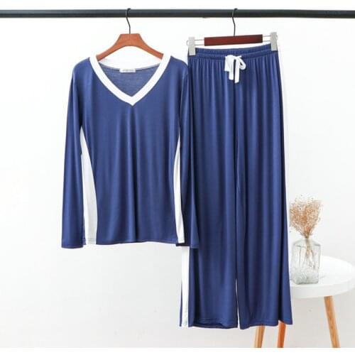 New Autumn Winter Pajamas For Women V Neck Modal Sleepwear Set Loose Large Size Home Wear Clothing Nightwear Pijama Feminino
