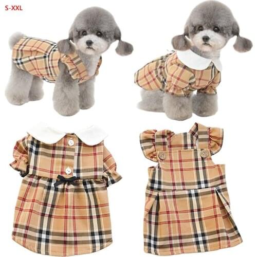 Dog Dresses Hat Summer Cat Dog Skirt Cap Outdoor Travel Pet Clothing Puppy Yorkshire Corgi Pomeranian Poodle Bichon Dog Clothes