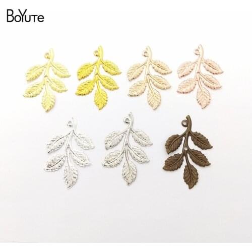 BoYuTe (50 Pieces/Lot) 7 Colors Metal Brass 32*50MM Branch Leaf Charms Pendant DIY Hand Made Jewelry Accessories Wholesale