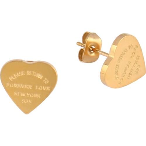 Luxury Design Earring Stainless Steel Earrings For Women Gold Color Love Heart Earring Earrings Geometric Stud Earring Jewelry