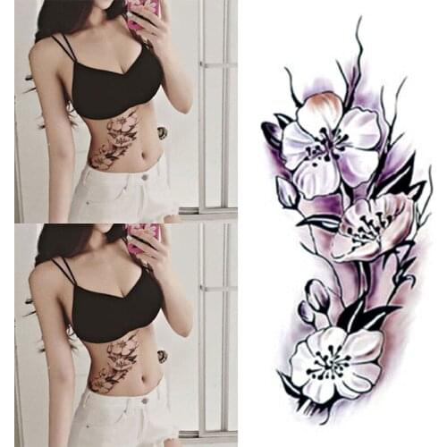 Shellhard 1 Sheet Womens Rose Flower Tattoo Sticker Waterproof Removable Temporary Body Arm Leg Art Fake Tattoo Stickers