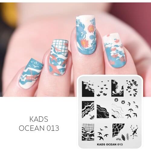 Nail Art Stamp Plate Nail Stamping Template Sea Wave Seagull Paper Boat Pattern Design DIY Nail Art Template Image Print Stencil
