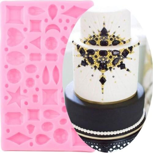 Mini Diamond Border Silicone Mold DIY Cupcake Topper Fondant Cake Decorating Tools Candy Polymer Clay Chocolate Gumpaste Moulds