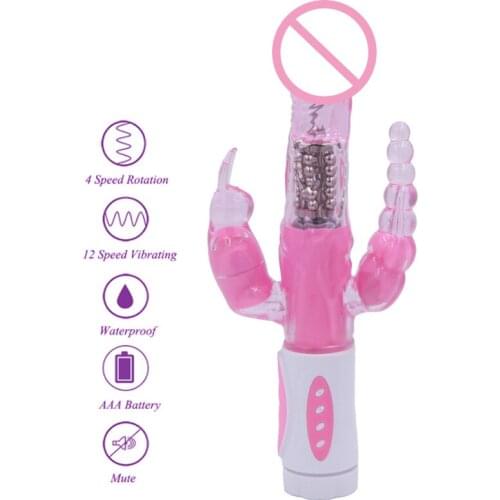 Rabbit Vibrator For Women Transparent Rotating Beads Realistic Dildo Penis Vibrators Clitoris Stimulator Massager Sex Toys