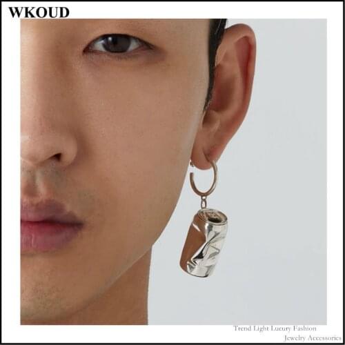 Japan and South Korea Hot Trend Street Metal Wind Deformation Irregular Cans Men and Women Couple Unisex Drop Earrings Jewelry