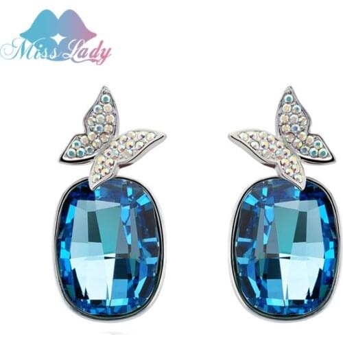 Miss Lady Rose Gold color exaggerated rectangle earrings big Butterfly earrings Fashion Romantic Jewelry for women MLY4756E