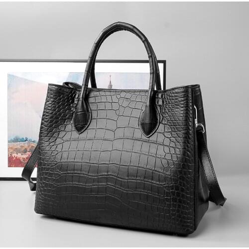 Authentic Crocodile Belly Skin OL Lady Work Purse Matt Finish Female Handbag Genuine Alligator Leather Women Large Shoulder Bag