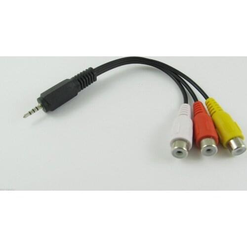 1pcs Nickel 2.5mm Male Stereo Plug to 3 RCA Female Audio Video AV Adapter Cable