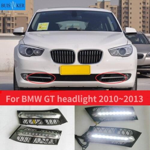 2pcs Car bumper headlamp For BMW GT headlight 2010~2013 LED DRL car accessories fog 535i 550i daytime running light
