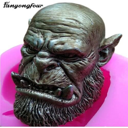 3D Monster Head Cake Mold Silicone Mold Chocolate Gypsum Candle Soap Candy Mold Free Shipping