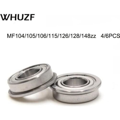 4/6pcs/Lot ABEC-1 MF105ZZ MF104Z LF1060ZZ MF126z MF128Z LF1480ZZ LF1280Z Steel Metal Shielded Flange Bearing Radial Ball Bearing
