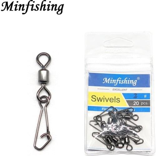 Minfishing 5 Packs Stainless Steel Fishing Swivel Snap Hook Connector Lure Accessories Tackle