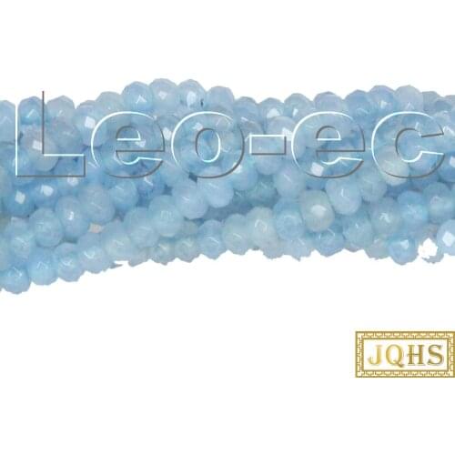5psc 2X4mm Faceted Rondelle Natural Light Blue Aquamarine Gems Loose Beads for Jewelry Making Strand v1709