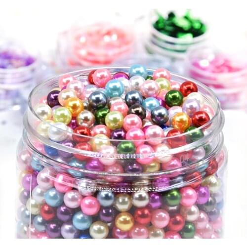 6mm Color Without Holes Round Acrylic Sew on Pearls Spacer Beads Clothes Headwear Shoes Bag Craft Beaded DIY Jewelry Making