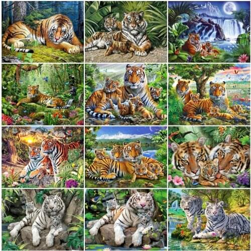 Animals Full Square Diamond Mosaic 5D Diamond Painting Tiger Pictures Of Rhinestones Diamond Embroidery Wall Decoration for Home