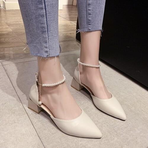 Roman Sandals Shoes 2021 Womens Block Heels Suit Female Beige Gladiator New Medium Pointed Comfort Fashion Ladies sandals