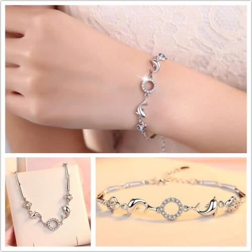 New Arrival Ladies Silver 925 Bracelets For Women Jewelry Shiny Zircon Dolphin Accessories Bracelet Women Lover Festival Gift