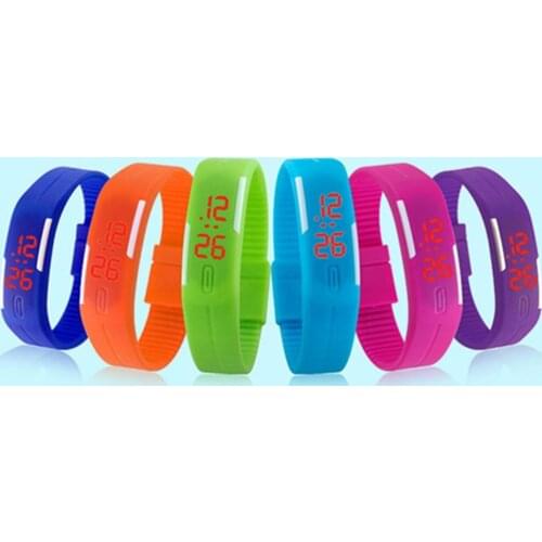 Popular Mens Womens Silicone Red LED Sports Bracelet Touch Watch Digital Wrist Watch Electronic Wrist Watch For Boy Girl Gift