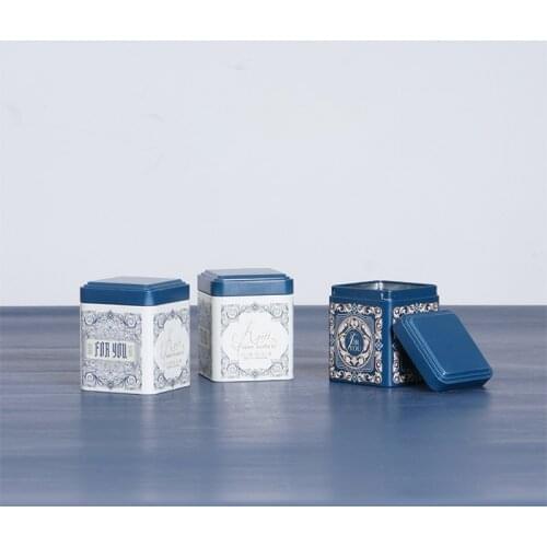 Tea Sealed Box Kitchen Storage Container Jar Tin Square Can Candy Iron Canister Vintage Tea Boxes