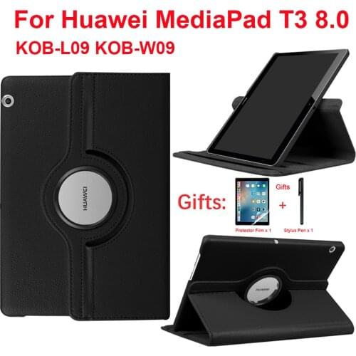 360 Degree Rotating Case For Huawei MediaPad T3 8.0 KOB-L09 KOB-W09 Cover Folio Stand Pu Leather Tablet Funda